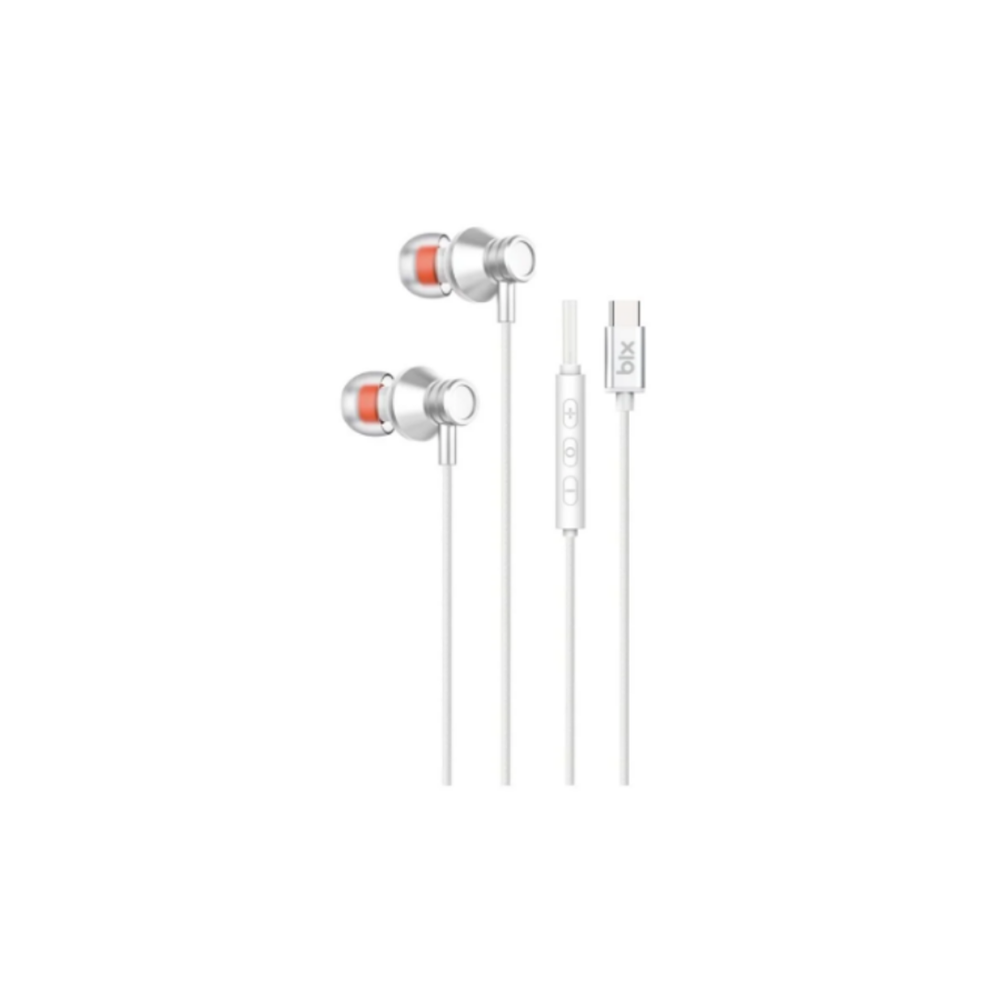 Bix HF02C Type-C Hi-Fi ve Extra Bass Özellikli Mikrofonlu Kulak içi Kulaklık Siyah/Beyaz