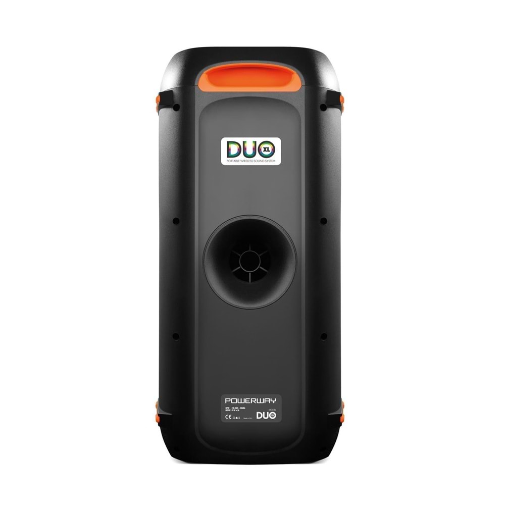 Powerway DUO XL Taşınabilir Mikrofonlu 20x2 W Karaoke Ses Kayıt Bluetooth Hoparlör Led Işıklı