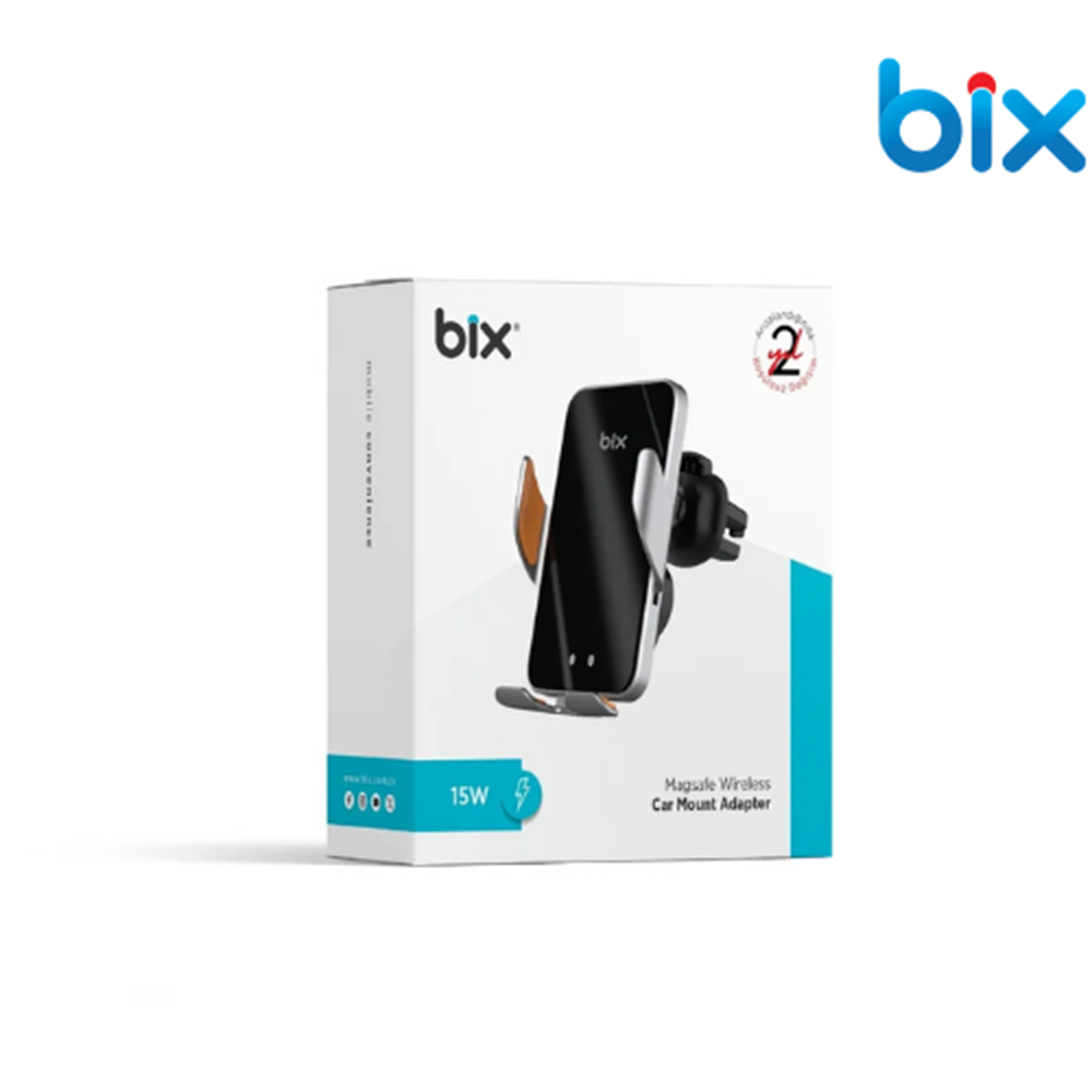 Bix BXCH9 MagSafe 15W Kablosuz Hızlı Şarj Destekli Ultra İnce Metal Gövdeli 360 Derece Ayarlanabilen Araç içi Telefon Tutucu Gri
