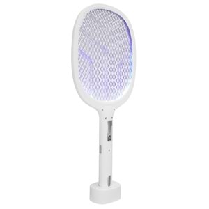 Asonic AS-A25 UV Mavi Işıklı Şarjli Masaüstü Raket Sinek Öldürücü Beyaz/Gri 1200mAh 3000V Çıkış