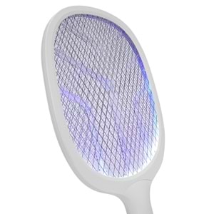 Asonic AS-A25 UV Mavi Işıklı Şarjli Masaüstü Raket Sinek Öldürücü Beyaz/Gri 1200mAh 3000V Çıkış