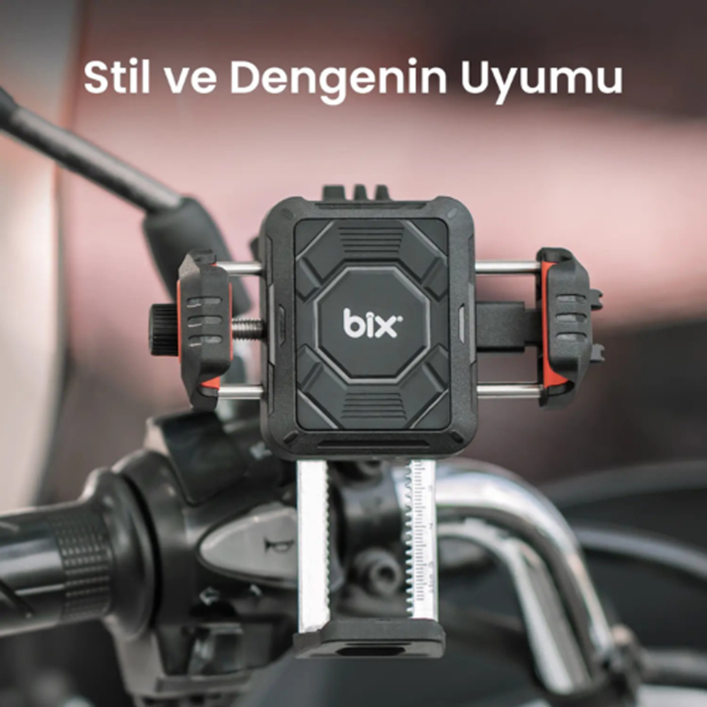 Bix BPH04 Gidon Bağlantılı 360° Derece Ayarlanabilir 4¨-7” Telefonlar ile Uyumlu Handlebar Motosiklet Bisiklet Telefon Tutucu