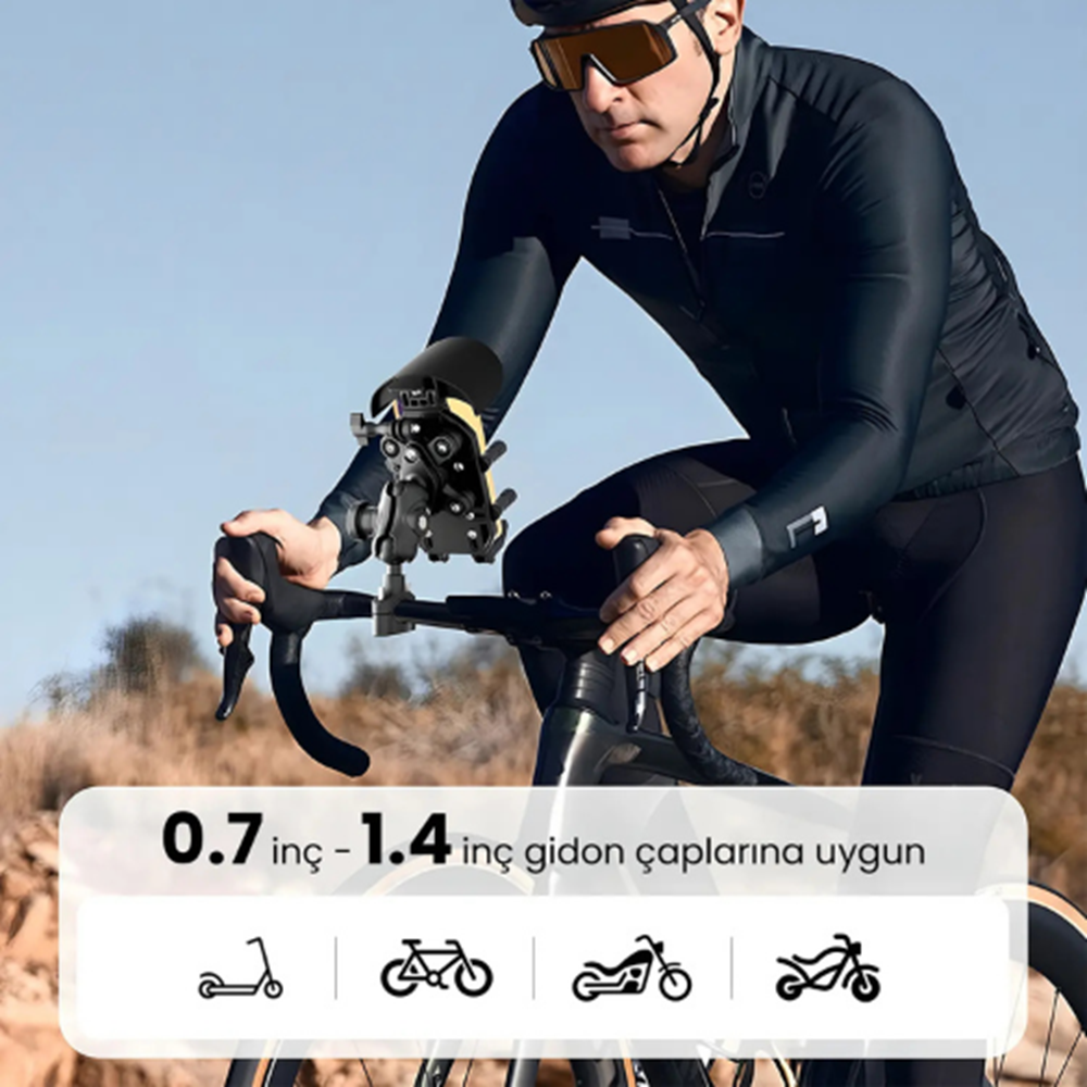 Bix BPH05 Güneş ve Yağmur Korumalı Gidon Bağlantılı 360° Derece Ayarlanabilir Güneşlikli Motosiklet Bisiklet Telefon Tutucu